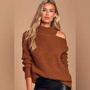 ASTR the Label Sepulveda Rust Brown Knit Turtleneck Sweater M